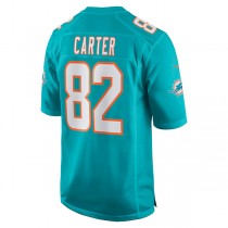 M.Dolphins #82 Cethan Carter Aqua Game Jersey Stitched American Football Jerseys