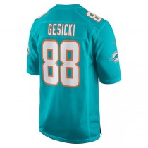 M.Dolphins #88 Mike Gesicki Aqua Game Player Jersey Stitched American Football Jerseys