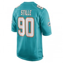 M.Dolphins #90 Ben Stille Aqua Game Player Jersey Stitched American Football Jerseys