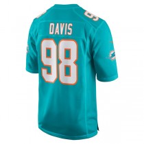 M.Dolphins #98 Raekwon Davis Aqua Game Jersey Stitched American Football Jerseys