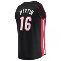 M.Heat #16 Caleb Martin Fanatics Branded 2021-22 Fast Break Replica Jersey Icon Edition Black Stitched American Basketball Jersey