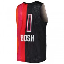 M.Heat #1 Chris Bosh Mitchell & Ness Hardwood Classics 2011-12 Split Swingman Jersey BlackRed Stitched American Basketball Jersey