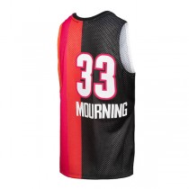 M.Heat #33 Alonzo Mourning Mitchell & Ness Hardwood Classics 2005-06 Split Swingman Jersey BlackRed Red Stitched American Basketball Jersey