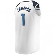 M.Timberwolves #1 Anthony Edwards Fanatics Branded 2022-23 Fast Break Replica Jersey White Association Edition Stitched American Basketball Jersey