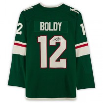 M.Wild #12 Matthew Boldy Fanatics Authentic Autographed Jersey Green Stitched American Hockey Jerseys