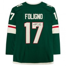 M.Wild #17 Marcus Foligno Fanatics Authentic Autographed Jersey Green Stitched American Hockey Jerseys