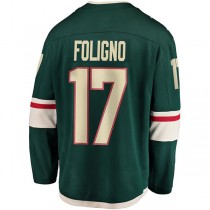 M.Wild #17 Marcus Foligno Fanatics Branded Breakaway Player Jersey Green Stitched American Hockey Jerseys