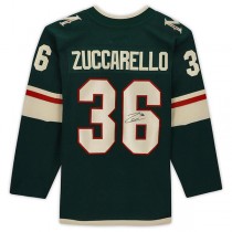 M.Wild #36 Mats Zuccarello Fanatics Authentic Autographed Jersey Green Stitched American Hockey Jerseys