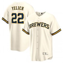 Milwaukee Brewers #22 Christian Yelich Cream Alternate Replica Player Jersey Baseball Jerseys
