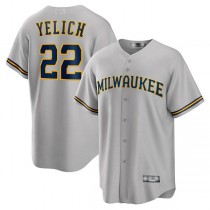 Milwaukee Brewers #22 Christian Yelich Gray Alternate Replica Player Jersey Baseball Jerseys
