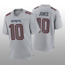 NE.Patriots #10 Mac Jones Gray Atmosphere Fashion Game Jersey Stitched American Football Jerseys