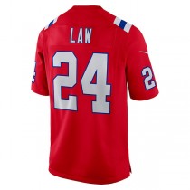 NE.Patriots #24 Ty Law Red Retired Player Alternate Game Jersey Stitched American Football Jerseys