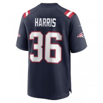 NE.Patriots #36 Kevin Harris Navy Game Player Jersey Stitched American Football Jerseys