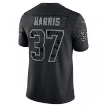 NE.Patriots #37 Damien Harris Black RFLCTV Limited Jersey Stitched American Football Jerseys