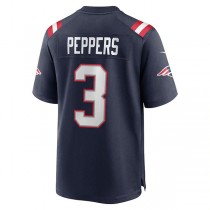 NE.Patriots #3 Jabrill Peppers Navy Game Jersey Stitched American Football Jerseys