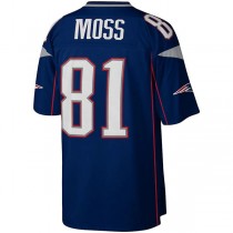 NE.Patriots #81 Randy Moss Mitchell & Ness Navy Legacy Replica Jersey Stitched American Football Jerseys