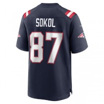 NE.Patriots #87 Matt Sokol Navy Game Player Jersey Stitched American Football Jerseys