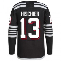 NJ.Devils #13 Nico Hischier 2021-22 Alternate Primegreen Authentic Pro Player Jersey Black Stitched American Hockey Jerseys