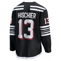 NJ.Devils #13 Nico Hischier Fanatics Branded Alternate Premier Breakaway Player Jersey Black Stitched American Hockey Jerseys
