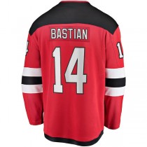 NJ.Devils #14 Nathan Bastian Fanatics Branded Home Breakaway Player Jersey Red Stitched American Hockey Jerseys