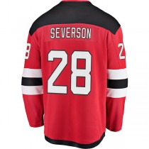 NJ.Devils #28 Damon Severson Fanatics Branded Home Breakaway Player Jersey Red Stitched American Hockey Jerseys
