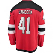 NJ.Devils #41 Vitek Vanecek Fanatics Branded Home Breakaway Player Jersey Red Stitched American Hockey Jerseys