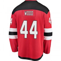 NJ.Devils #44 Miles Wood Fanatics Branded Home Breakaway Player Jersey Red Stitched American Hockey Jerseys