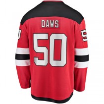 NJ.Devils #50 Nico Daws Fanatics Branded Home Breakaway Player Jersey Red Stitched American Hockey Jerseys