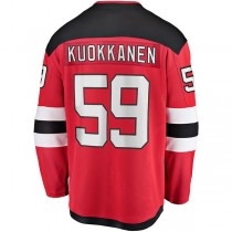 NJ.Devils #59 Janne Kuokkanen Fanatics Branded Home Breakaway Player Jersey Red Stitched American Hockey Jerseys