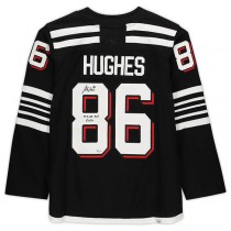 NJ.Devils #86 Jack Hughes Fanatics Authentic Autographed adidas Alternate with 100th Point 3.22.22 Inscription Limited Edition of 22 Hockey Jerseys