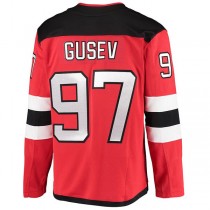 NJ.Devils #97 Nikita Gusev Fanatics Branded 2020-21 Home Breakaway Player Jersey Red Stitched American Hockey Jerseys