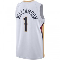 NO.Pelicans #1 Zion Williamson 2019-2020 Swingman Jersey Association Edition White Stitched American Basketball Jersey