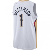 NO.Pelicans #1 Zion Williamson 2020-21 Swingman Jersey Association Edition White Stitched American Basketball Jersey