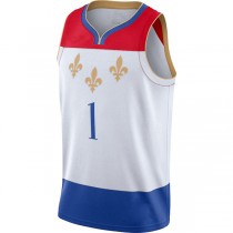 NO.Pelicans #1 Zion Williamson 2020-21 Swingman Jersey City Edition White Stitched American Basketball Jersey
