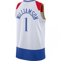 NO.Pelicans #1 Zion Williamson 2020-21 Swingman Player Jersey White Stitched American Basketball Jersey