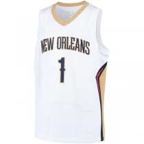 NO.Pelicans #1 Zion Williamson Swingman Player Jersey Association Edition White Stitched American Basketball Jersey