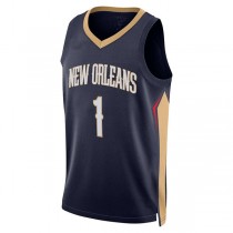 NO.Pelicans #1 Zion Williamson Unisex 2022-23 Swingman Jersey Icon Edition Navy Stitched American Basketball Jersey