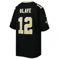 NO.Saints #12 Chris Olave Black Game Jersey Stitched American Football Jerseys