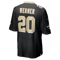 NO.Saints #20 Pete Werner Black Game Jersey Stitched American Football Jerseys