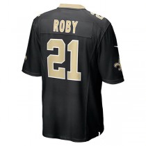 NO.Saints #21 Bradley Roby Black Game Jersey Stitched American Football Jerseys