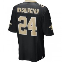 NO.Saints #24 Dwayne Washington Black Game Player Jersey Stitched American Football Jerseys