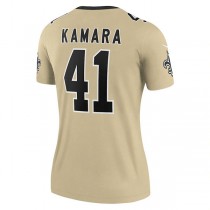 NO.Saints #41 Alvin Kamara Gold Inverted Legend Jersey Stitched American Football Jersey