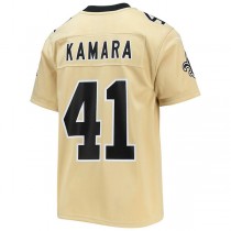 NO.Saints #41 Alvin Kamara Gold Inverted Team Game Jersey Stitched American Football Jersey