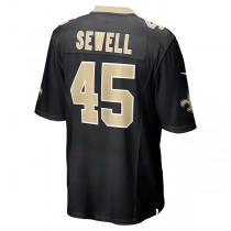 NO.Saints #45 Nephi Sewell Black Game Player Jersey Stitched American Football Jerseys