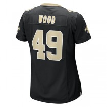 NO.Saints #49 Zach Wood Black Game Jersey Stitched American Football Jerseys