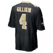 NO.Saints #4 Blake Gilikin Black Game Player Jersey Stitched American Football Jerseys
