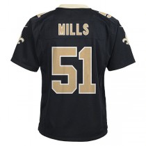 NO.Saints #51 Sam Mills Black Retired Game Jersey Stitched American Football Jerseys