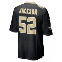 NO.Saints #52 D'Marco Jackson Black Game Player Jersey Stitched American Football Jerseys