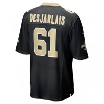 NO.Saints #61 Drew Desjarlais Black Game Player Jersey Stitched American Football Jerseys