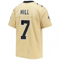 NO.Saints #7 Taysom Hill Gold Inverted Team Game Jersey Stitched American Football Jerseys